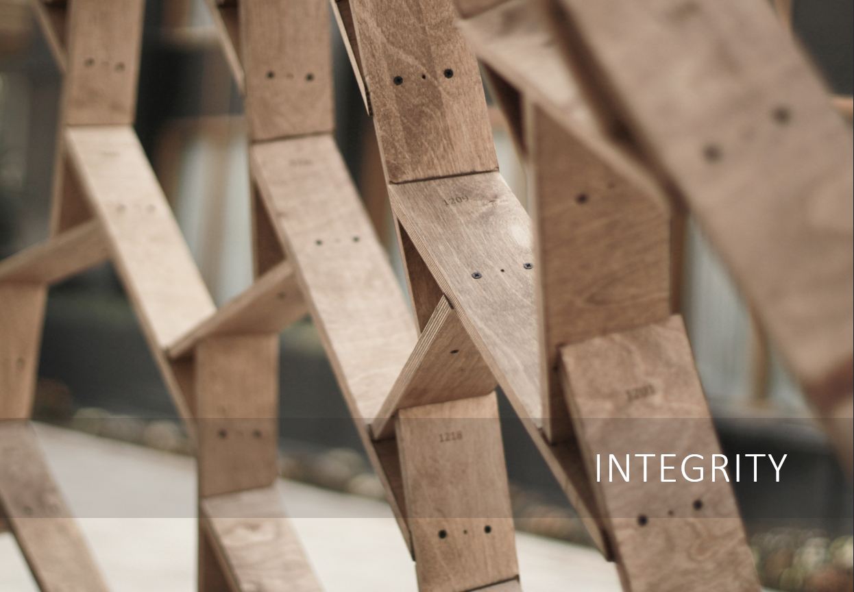 INTEGRITY pavilion: full-scale Nexorade plywood structure installed outdoors